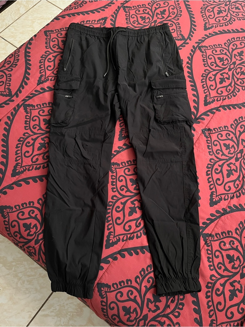 Men's Black Cargo Jogger Pants